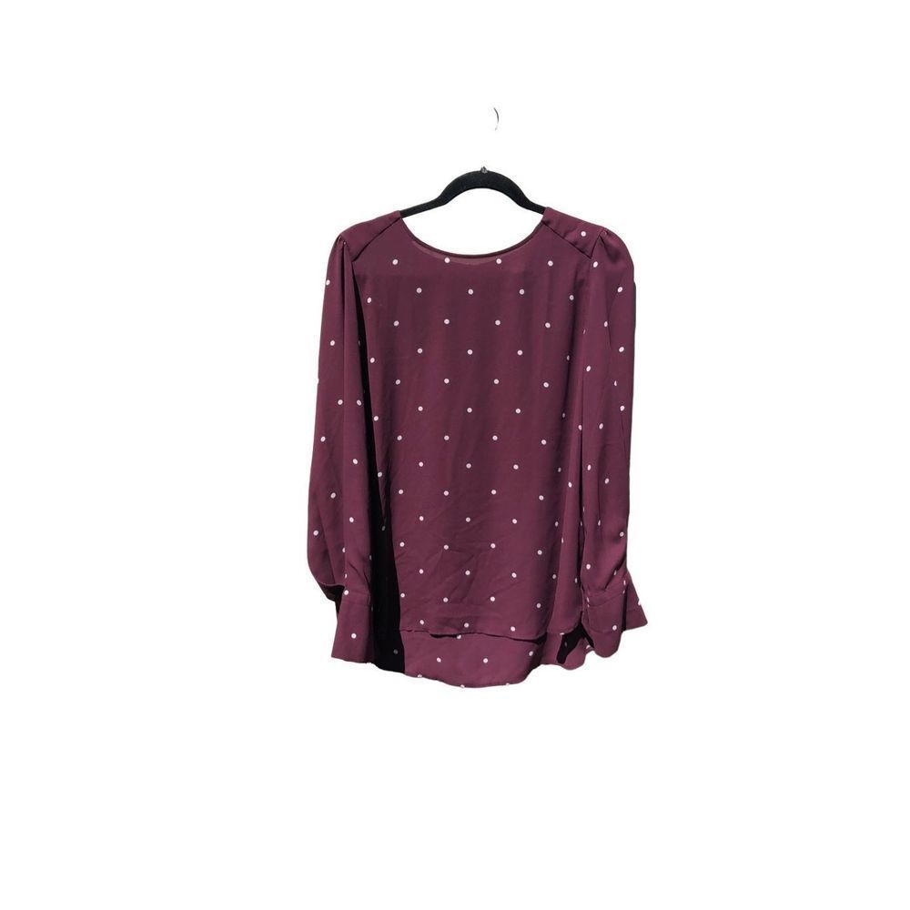LOFT Burgundy Polka Dot Blouse